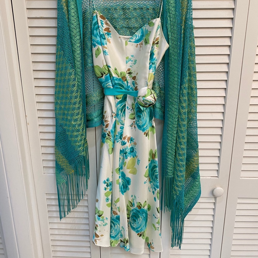 Banana Republic floral silk dress with shawl